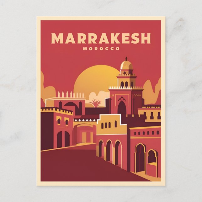 Postal Viajes de época Marrakech Marruecos Retro Escenari (Anverso)