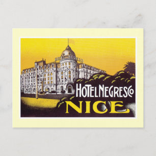 Postal Viajes de época Niza Francia Hotel Label Art