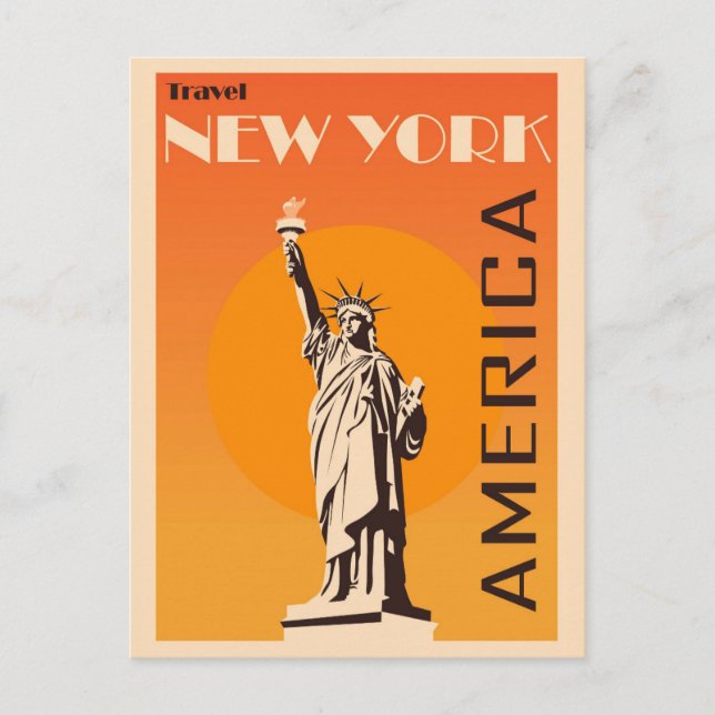 Postal Viajes de época Nueva York Estatua de la Libertad (Anverso)