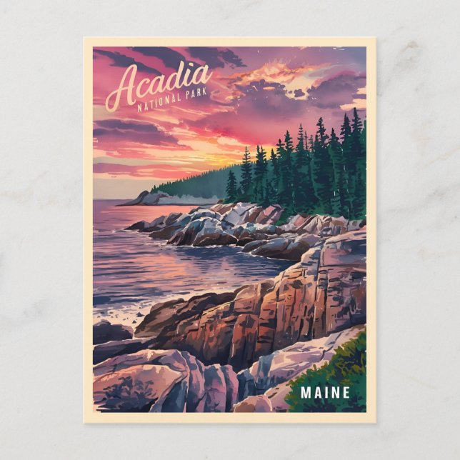 Postal Viajes de época Parque Nacional Acadia Mar Maine (Anverso)