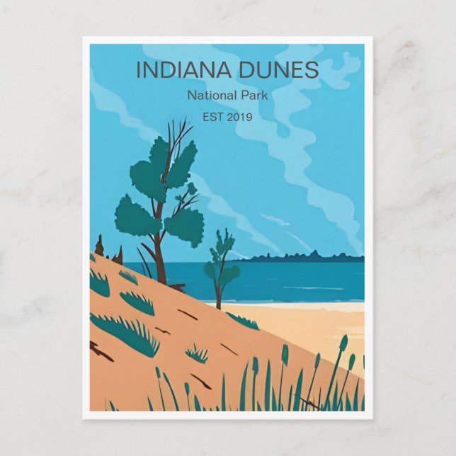Postal Viajes de época Parque nacional Dunas de Indiana (Anverso)