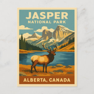 Postal Viajes de época Parque Nacional Jasper Gráfico Ret