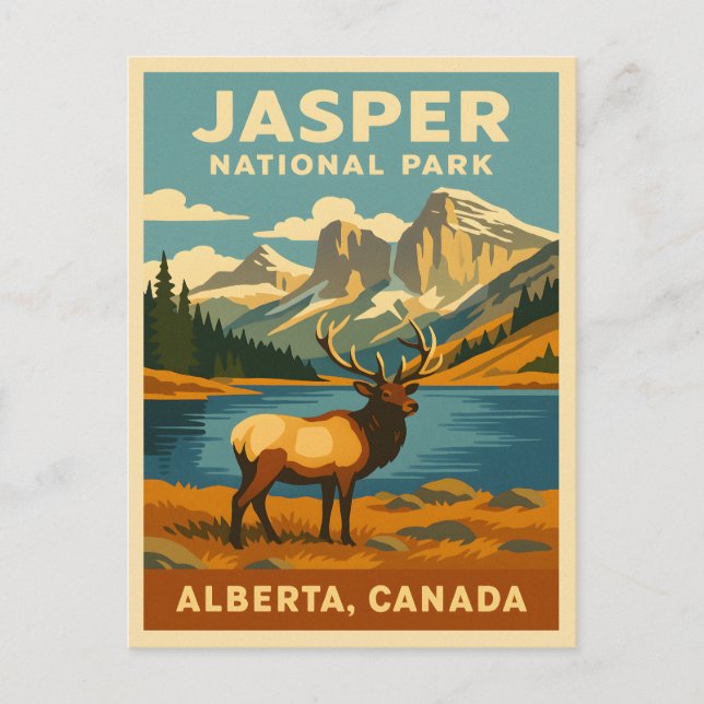 Postal Viajes de época Parque Nacional Jasper Gráfico Ret (Anverso)
