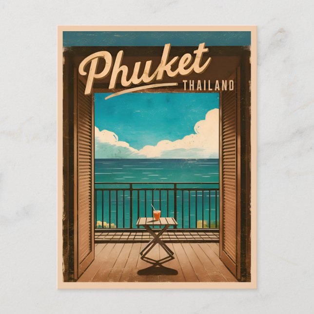 Postal Viajes de época Phuket Thailand Retro Scenic (Anverso)