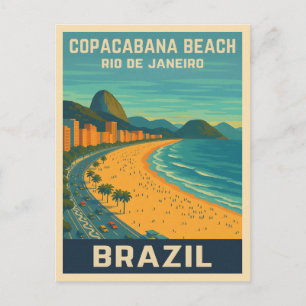 Postal Viajes de época Playa Río de Janeiro Copacabana