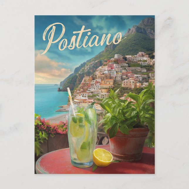Postal Viajes de época Positano Italia Retro Escenario (Anverso)