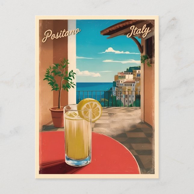 Postal Viajes de época Positano Italia Retro Escenario (Anverso)