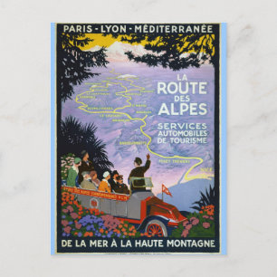 Postal Viajes de época Poster Arte - La Route des Alpes