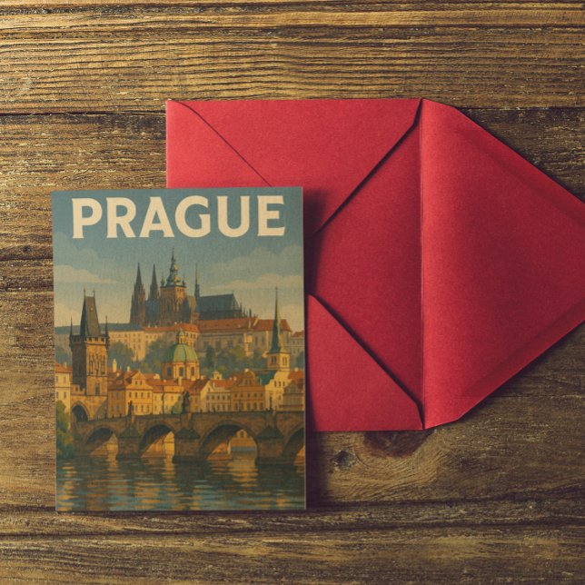 Postal Viajes de época Praga República Checa (Vintage Retro Prague Czech Republic Postcard)
