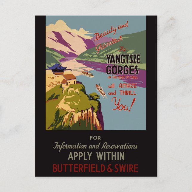 Postal Viajes de época Rangtsze Gorges China (Anverso)
