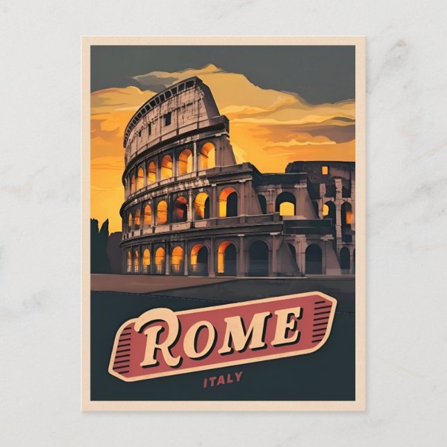 Postal Viajes de época Roma Italia Coliseo Retro Escenari (Anverso)