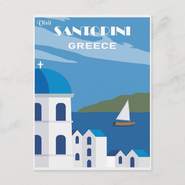 Postal Viajes de época Santorini Grecia (Anverso)