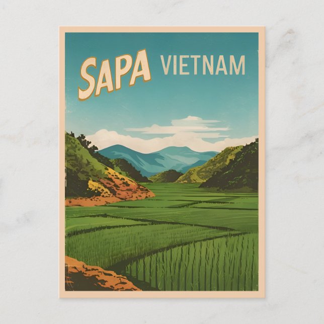Postal Viajes de época Sapa Vietnam Retro Escenario (Anverso)