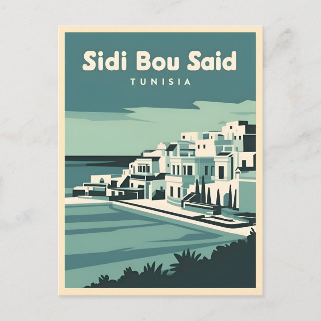 Postal Viajes de época Sidi Bou Said Túnez Retro Scenic (Anverso)