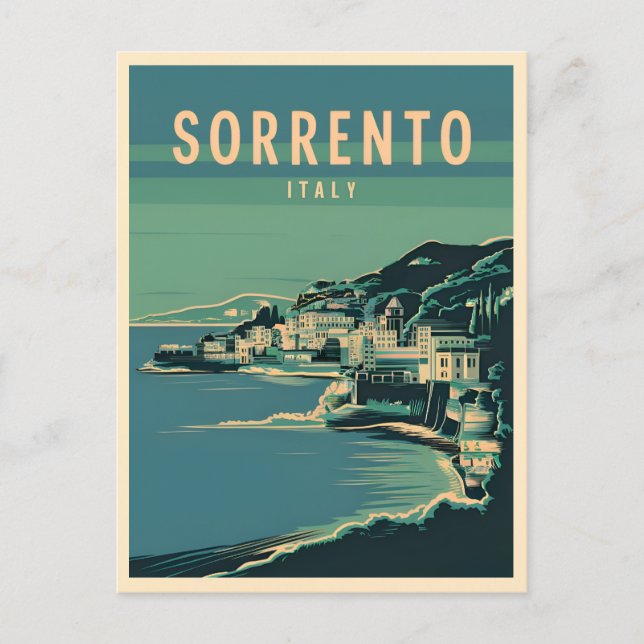 Postal Viajes de época Sorrento Italia Gráfico retro (Anverso)