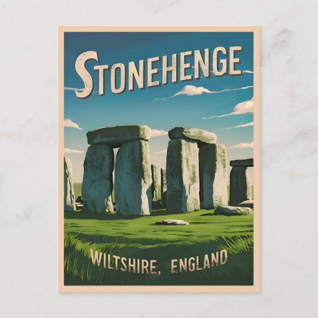 Postal Viajes de época Stonehenge Inglaterra Gráfico retr (Anverso)