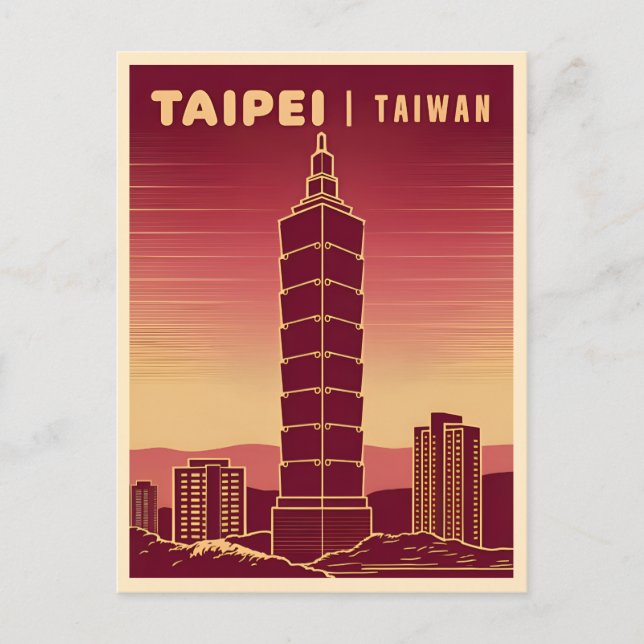 Postal Viajes de época Taipei 101 Taiwan Retro Scenic (Anverso)