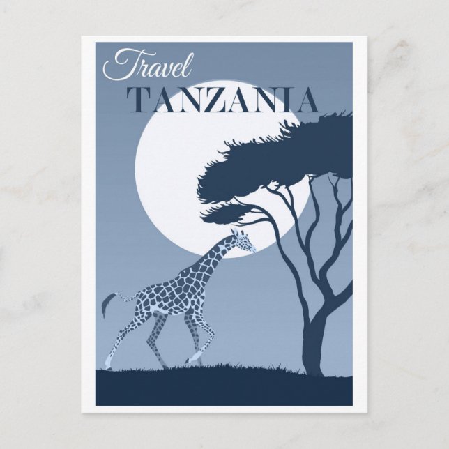 Postal Viajes de época Tanzania África Girafa africana (Anverso)