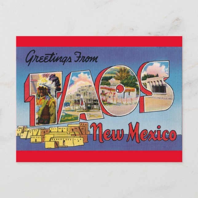 Postal Viajes de época - TAOS, NUEVO MÉXICO (Anverso)