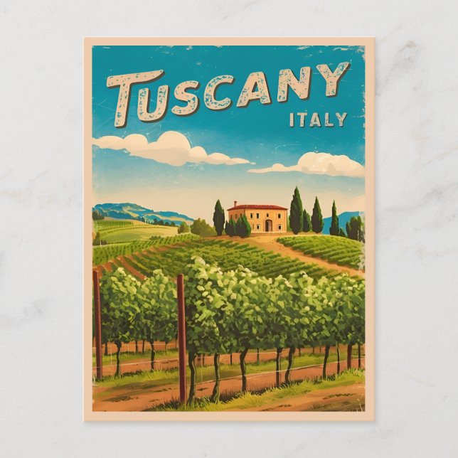 Postal Viajes de época Toscana Italia Retro Escenario (Anverso)