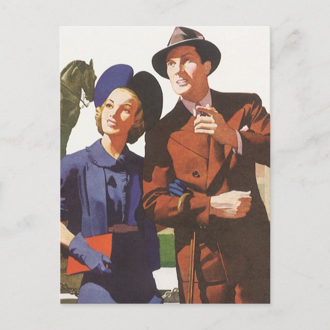 Postal Viajes de época, turistas en turismo de vacaciones (Anverso)