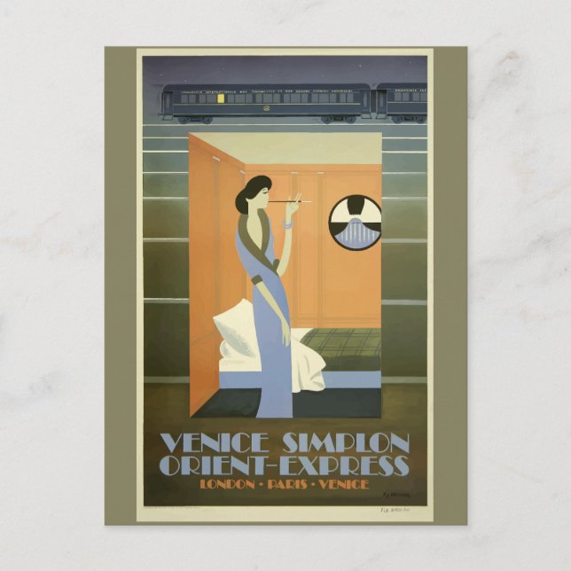 Postal Viajes de época Venecia Orient Express (Anverso)