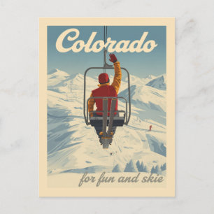 Postal Viajes de esquí de Colorado Vintage
