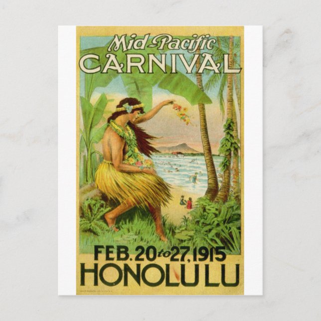 Postal Viajes de estilo hawaiano (Anverso)