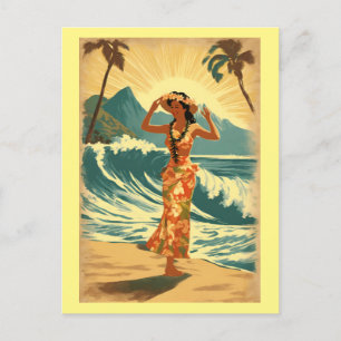 Postal Viajes de estilo hawaiano de época Honolulu Mid-Pa
