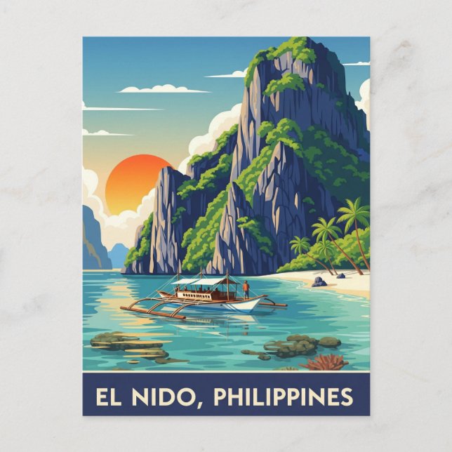 Postal Viajes de Filipinas en El Nido (Anverso)