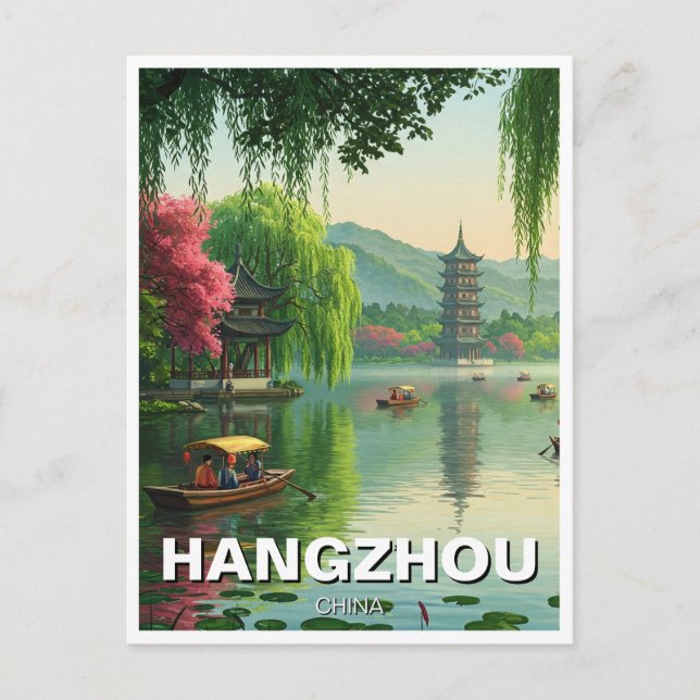 Postal Viajes de Hangzhou West Lake china (Anverso)
