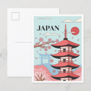 Postal Viajes de Ilustracion de arte antiguo en Tokio