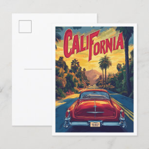 Postal Viajes de Ilustracion de arte de California en Est