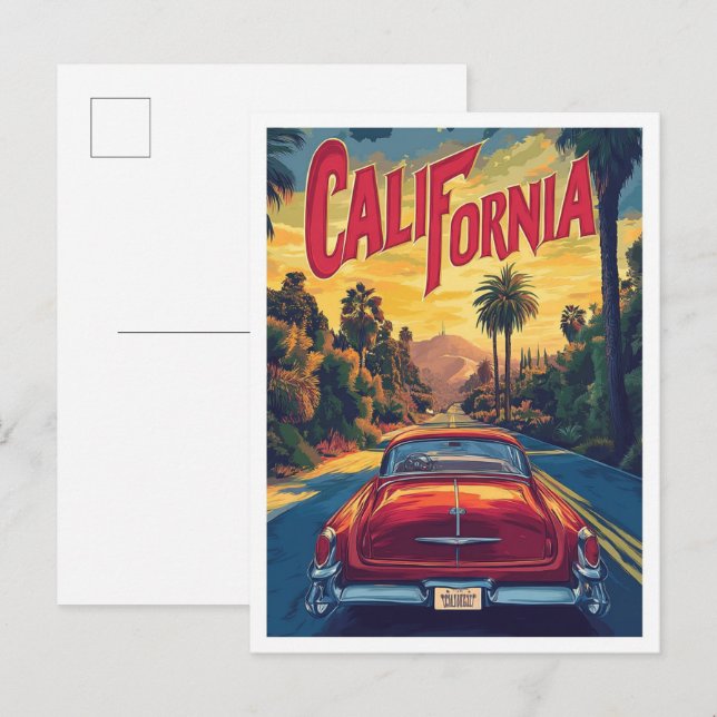 Postal Viajes de Ilustracion de arte de California en Est (Anverso / Reverso)