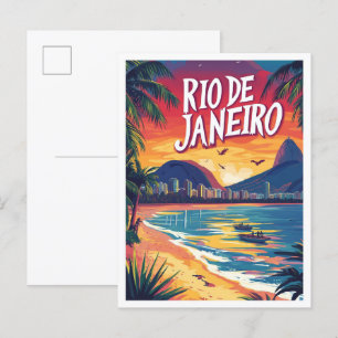 Postal Viajes de Ilustracion de arte de Río de Janeiro Br