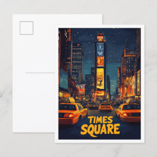 Postal Viajes de Ilustracion de arte de Times Square USA
