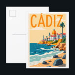 Postal Viajes de Ilustracion de arte en Cádiz España<br><div class="desc">Cádiz España Art Vintage Ilustracion Travel Place</div>