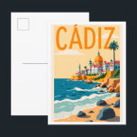 Postal Viajes de Ilustracion de arte en Cádiz España<br><div class="desc">Cádiz España Art Vintage Ilustracion Travel Place</div>