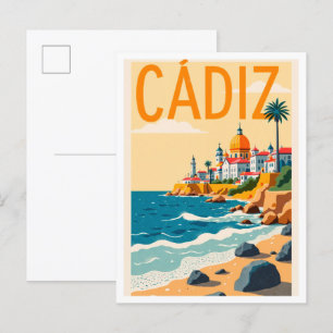 Postal Viajes de Ilustracion de arte en Cádiz España