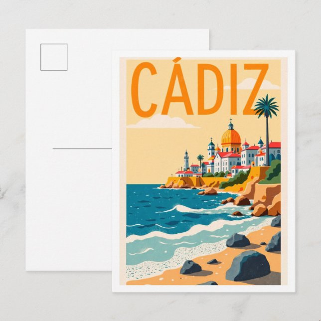 Postal Viajes de Ilustracion de arte en Cádiz España (Anverso / Reverso)