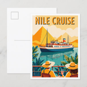 Postal Viajes de Ilustracion de arte en el Nilo Egipto