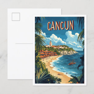 Postal Viajes de Ilustracion de Cancún México