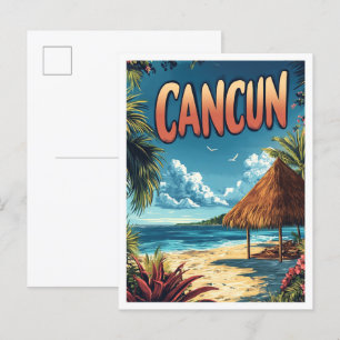 Postal Viajes de Ilustracion de Cancún México