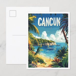 Postal Viajes de Ilustracion de Cancún México