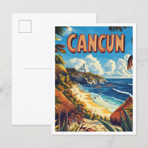 Postal Viajes de Ilustracion de Cancún México