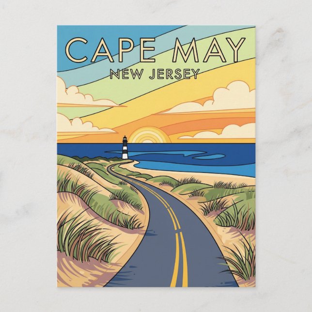 Postal Viajes de Ilustracion de Cape May New Jersey (Anverso)