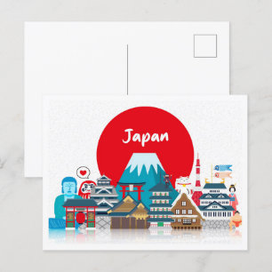 Postal Viajes de Ilustracion de cosecha japonesa en Tokio