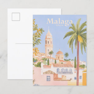 Postal Viajes de Ilustracion de pintura Gouache España Má