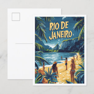 Postal Viajes de Ilustracion de Vintage en Río de Janeiro