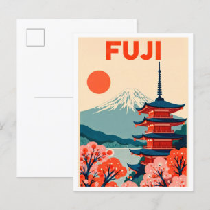 Postal Viajes de Ilustracion vintage de arte de Japón en 